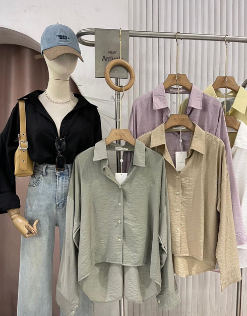 Casual Collar Down Shirt Hollow Out Design at the back
